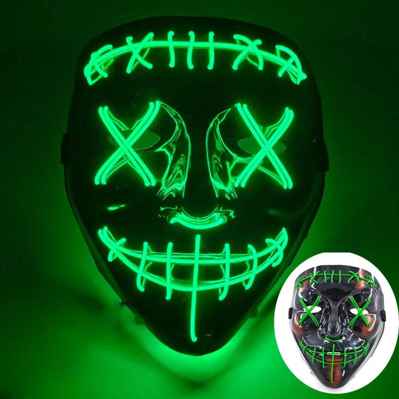 Luminous Face Mask LED Purge Glow Neon Light Up Cosplay - ToylandEU