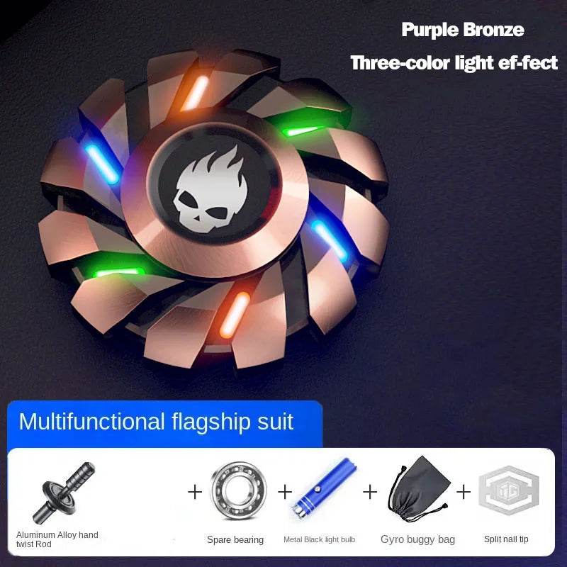 Luminous Fidget Spinner Rainbow Light Glow Effect Metal Construction For Teens And Adults - ToylandEU