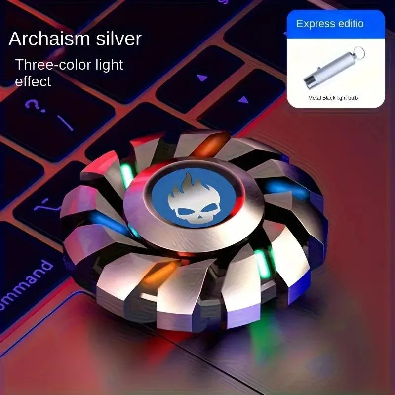 Luminous Fidget Spinner Rainbow Light Glow Effect Metal Construction For Teens And Adults - ToylandEU