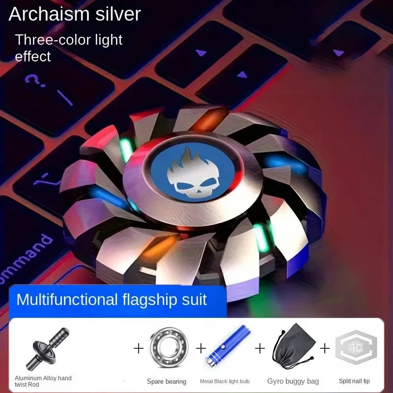 Luminous Fidget Spinner Rainbow Light Glow Effect Metal Construction For Teens And Adults - ToylandEU