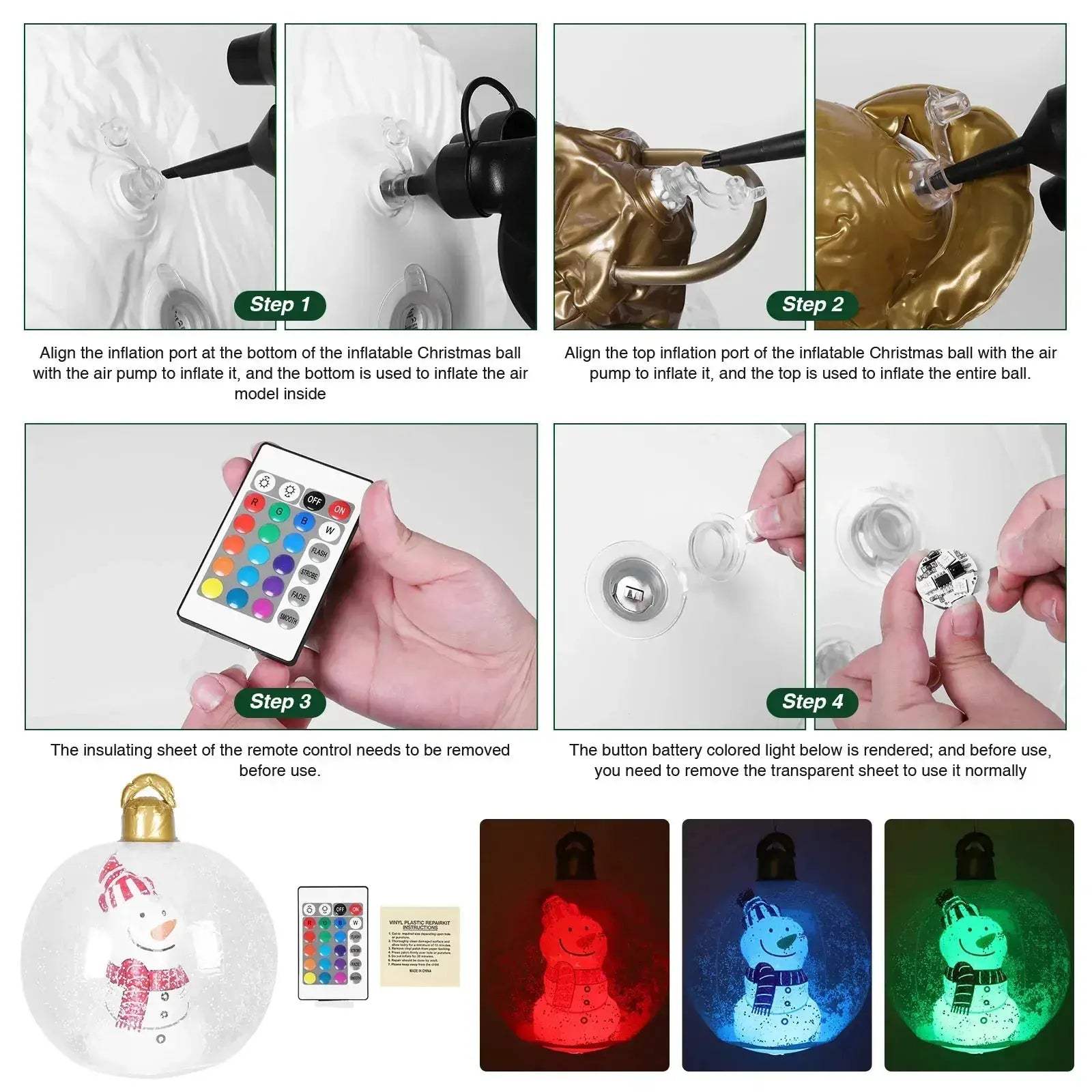 Luminous LED Inflatable Christmas Ball with Built In Lights - ToylandEU