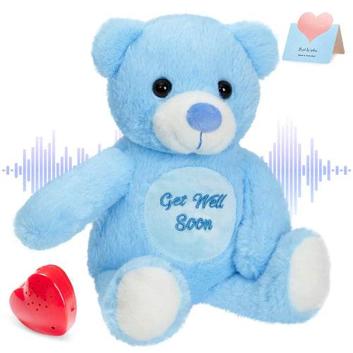 Luminous LED Plush Bear Toy - Recordable Comfort Gift in Blue & Pink - ToylandEU