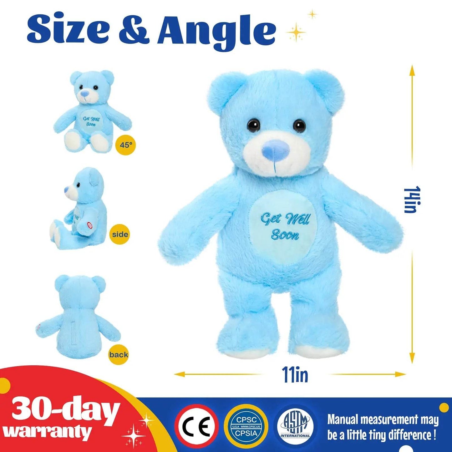 Luminous LED Plush Bear Toy - Recordable Comfort Gift in Blue & Pink - ToylandEU