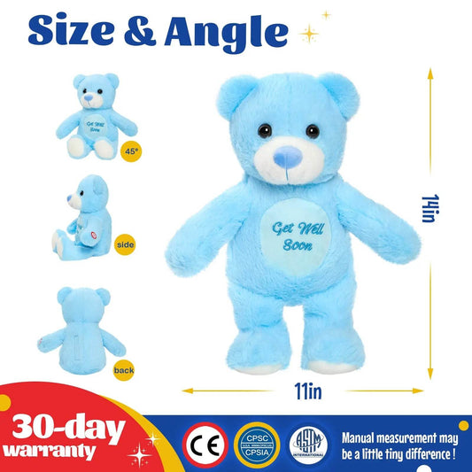 Luminous LED Plush Bear Toy - Recordable Comfort Gift in Blue & Pink - ToylandEU
