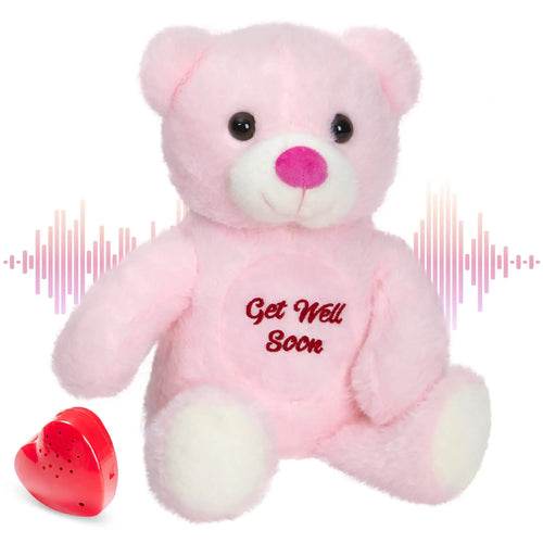 Luminous LED Plush Bear Toy - Recordable Comfort Gift in Blue & Pink - ToylandEU