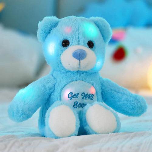 Luminous LED Plush Bear Toy - Recordable Comfort Gift in Blue & Pink - ToylandEU