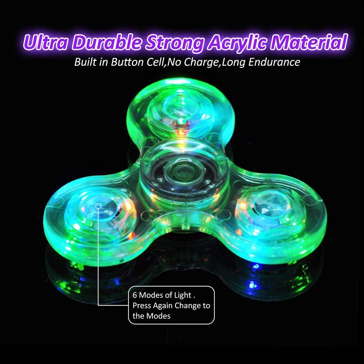 Glow-In-The-Dark Luminous LED Fidget Spinner - Top Hand Spinners - ToylandEU