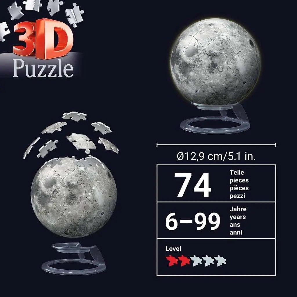  Luminous Moon 3D Puzzle Light Up Moon Glow Edition -  ToylandEU™