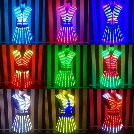 Luminous Rainbow Dance Clothes LED Costumes Light Up Dress - ToylandEU