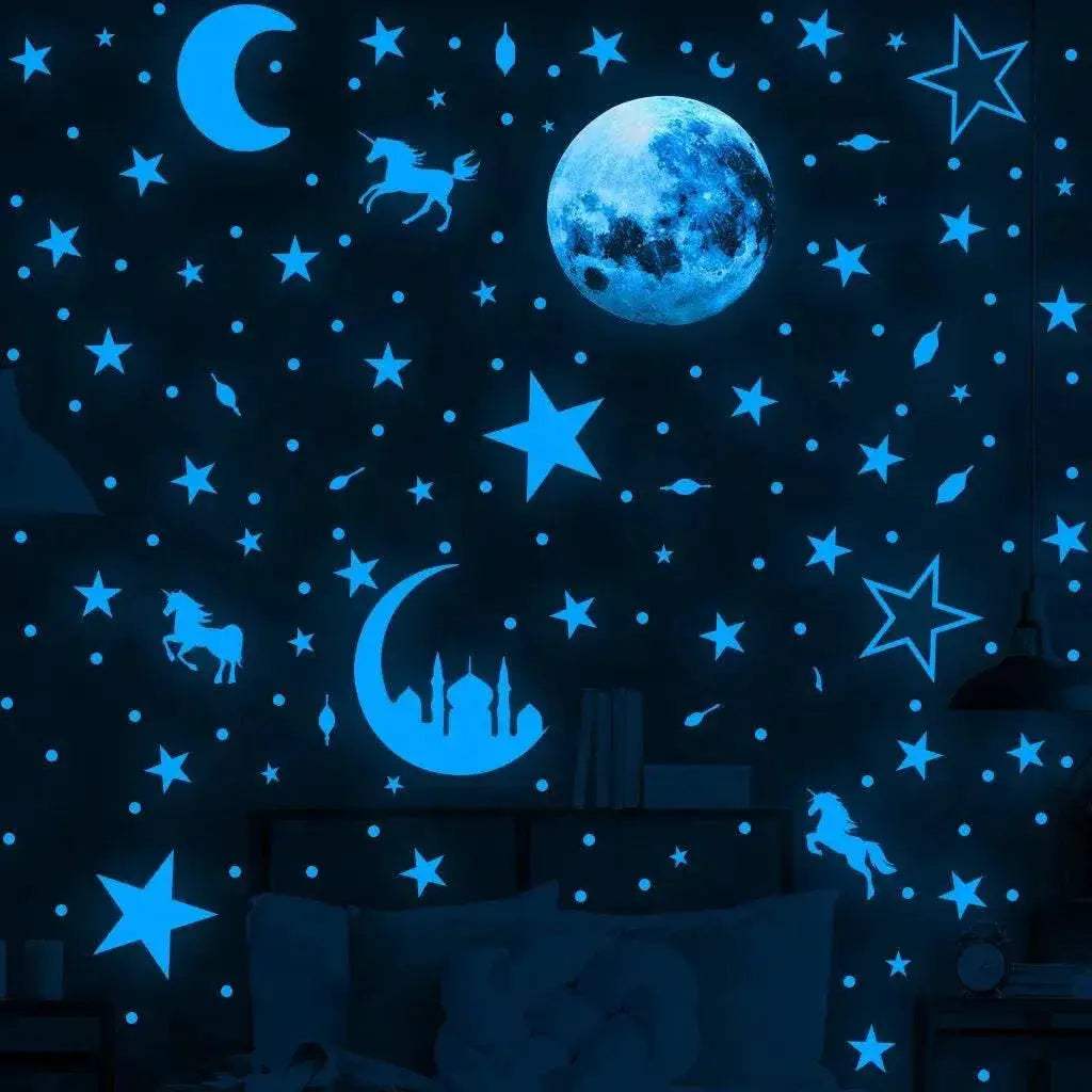  Radiant Moon And Stars Glow Wall Stickers Toyland EU -  ToylandEU™