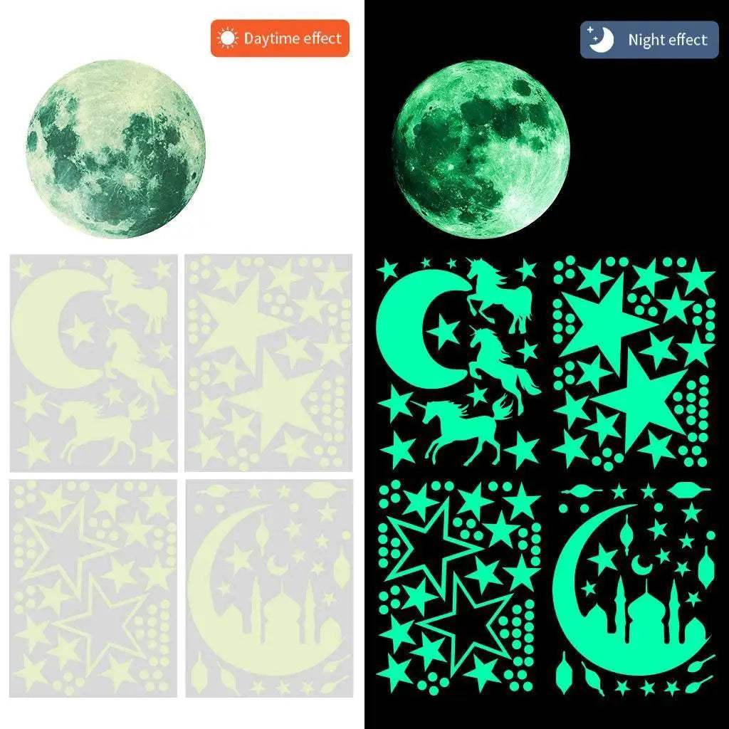  Radiant Moon And Stars Glow Wall Stickers Toyland EU -  ToylandEU™