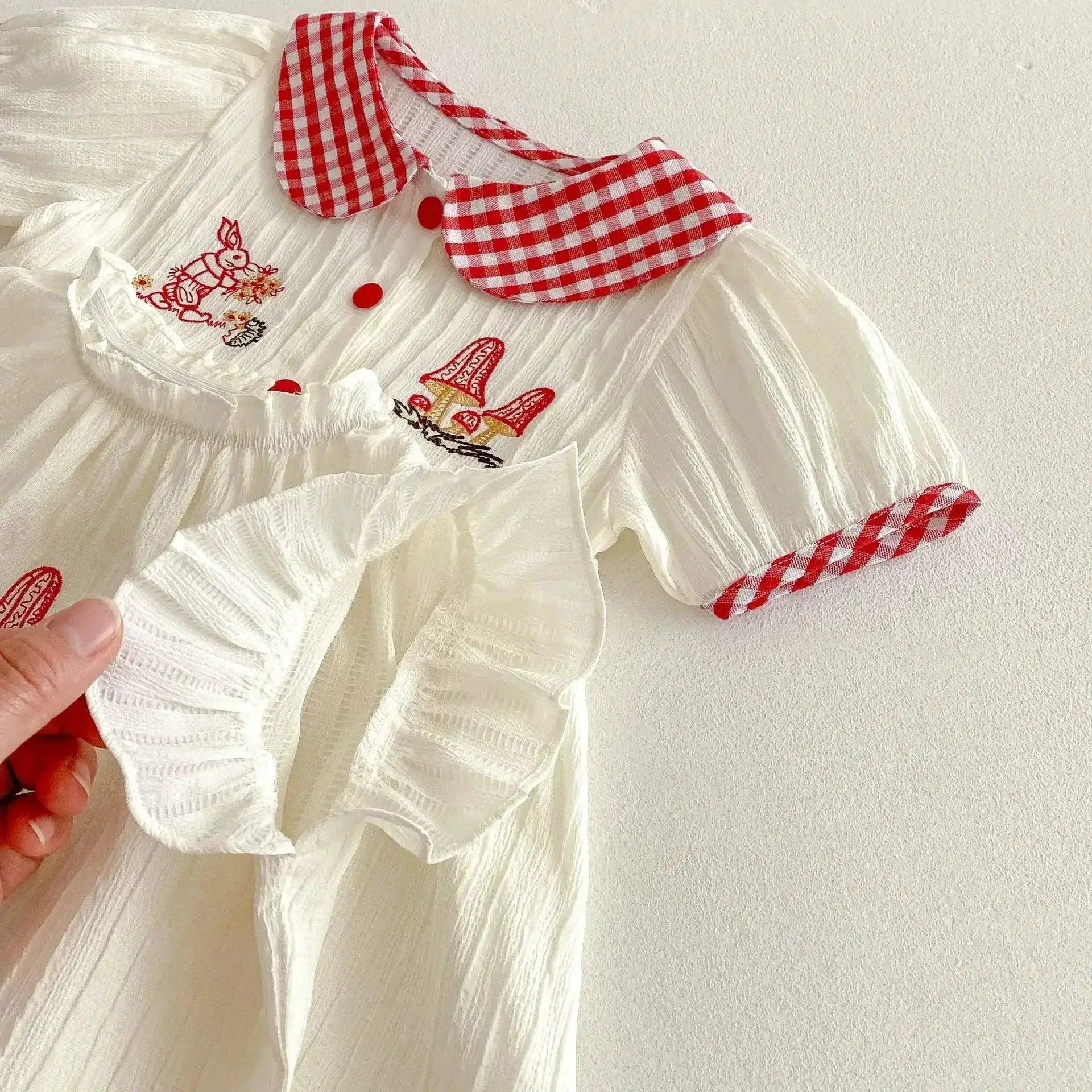  Lux Checkered Bunny Embroidered Cotton Dress Toyland EU -  ToylandEU™