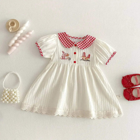  Lux Checkered Bunny Embroidered Cotton Dress Toyland EU -  ToylandEU™