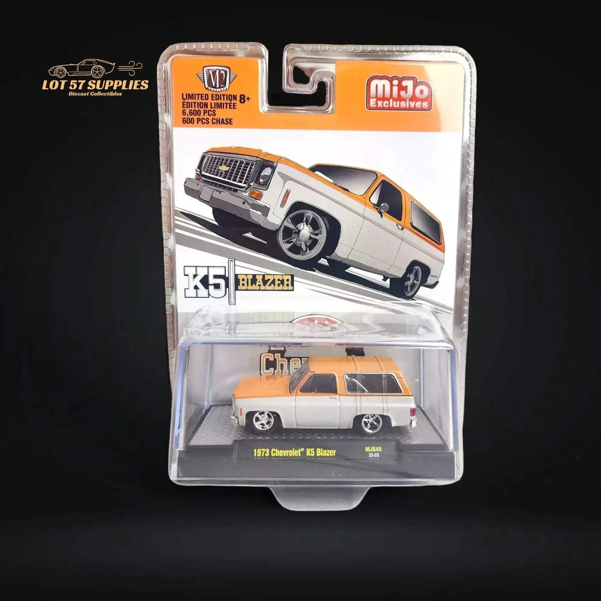 M2 Machines 1973 Chevrolet K5 Blazer With Removeable Hardtop - Orange/White 1:64 - ToylandEU