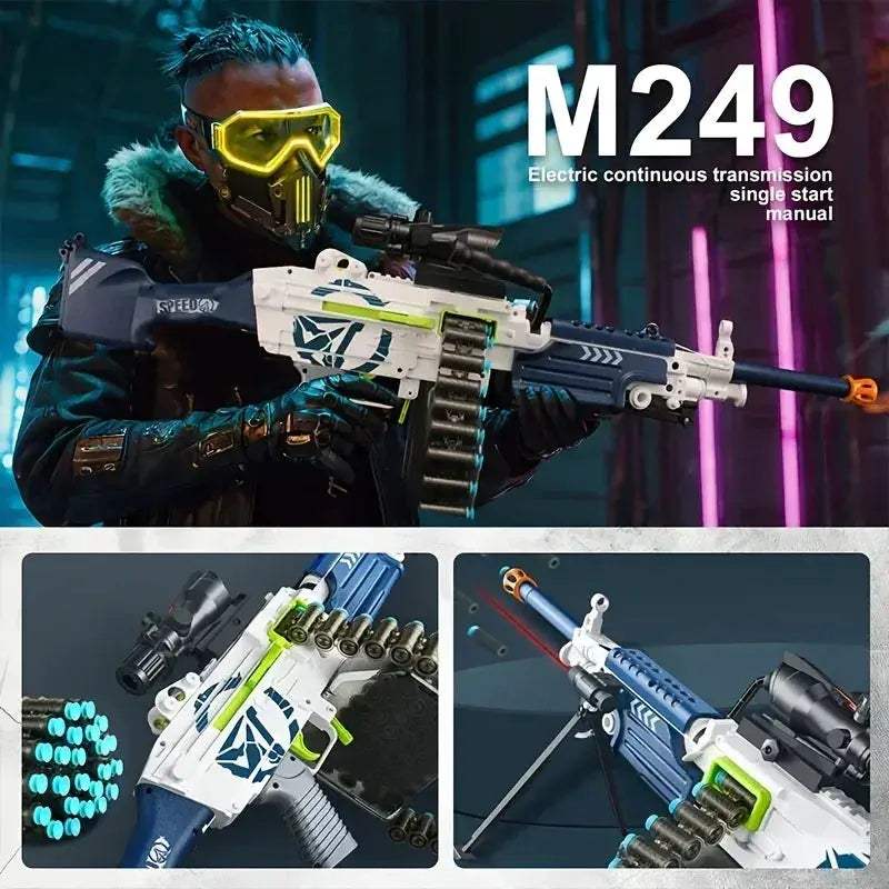 M249 Chain Fed Soft Bullet Toy Gun For Boys Durable - ToylandEU