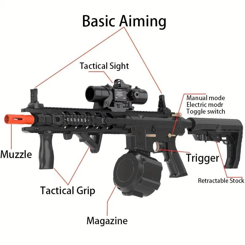 M4 Electric Gel Ball Blaster Toy Gun Dual Mode for Team Games - ToylandEU