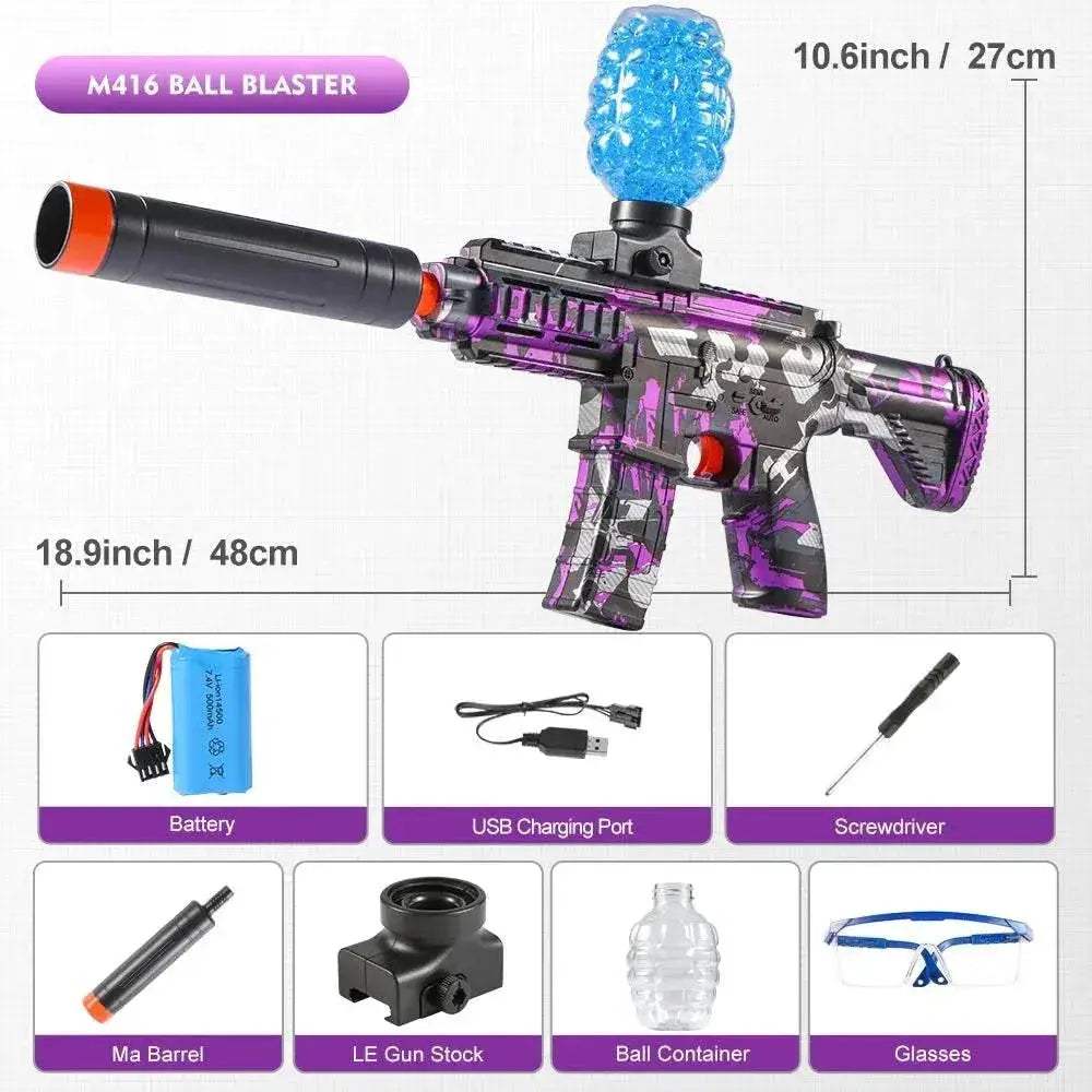 M416 Electric Ball Blaster Toy Gun High Speed Metallic Finish Rechargeable Halloween Thanksgiving Gift Bullets Excluded - ToylandEU