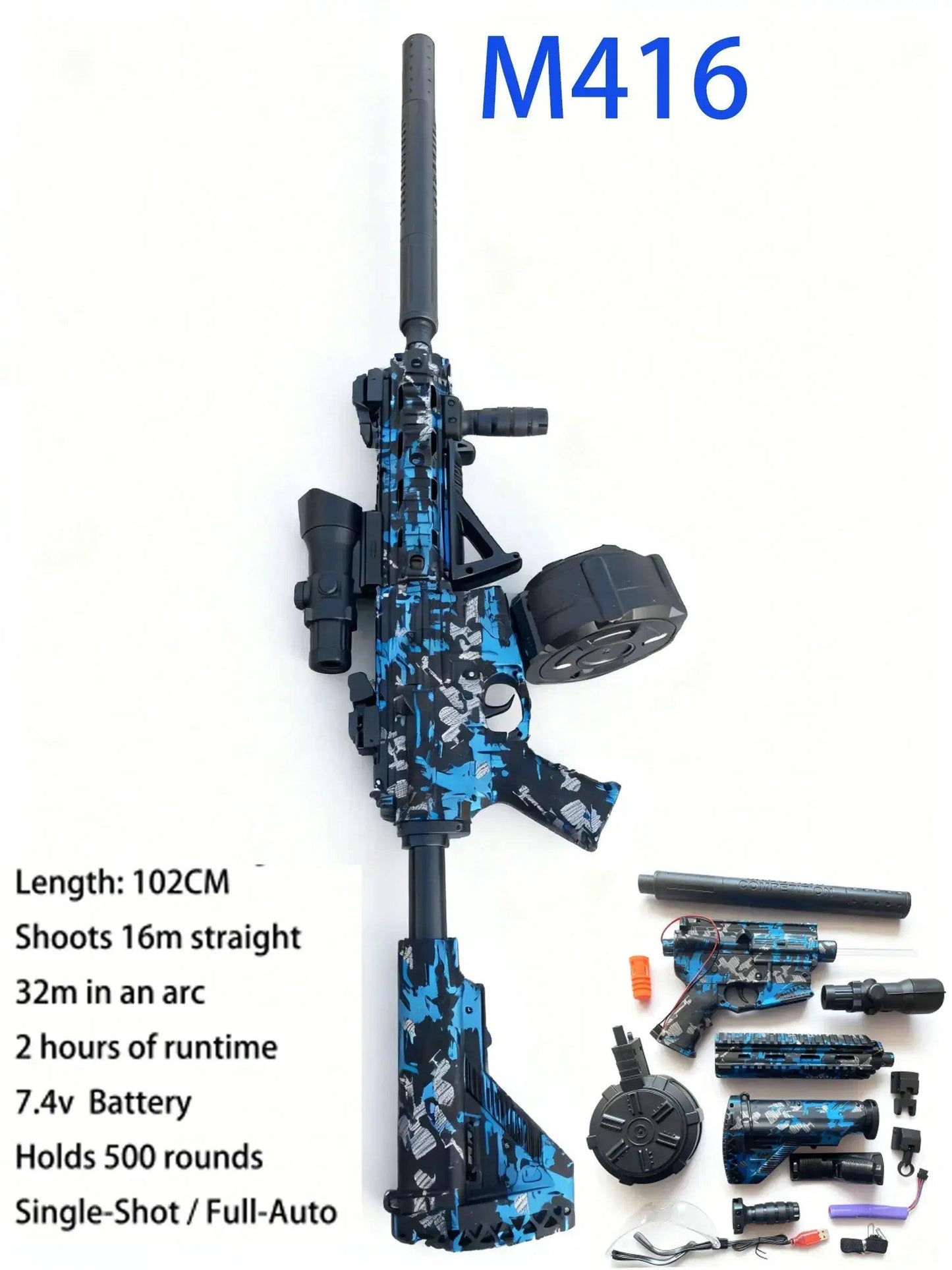  M416 Full Auto Gel Blaster Gun For Outdoor Battle -  ToylandEU™