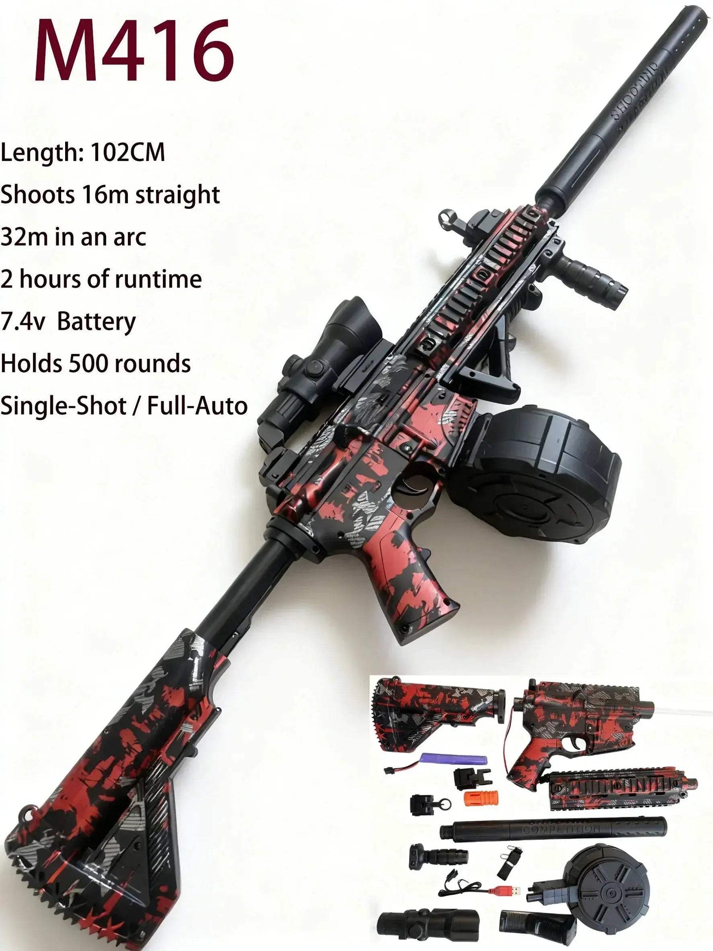 M416 Full Auto Gel Blaster Gun For Outdoor Battle Domination - ToylandEU