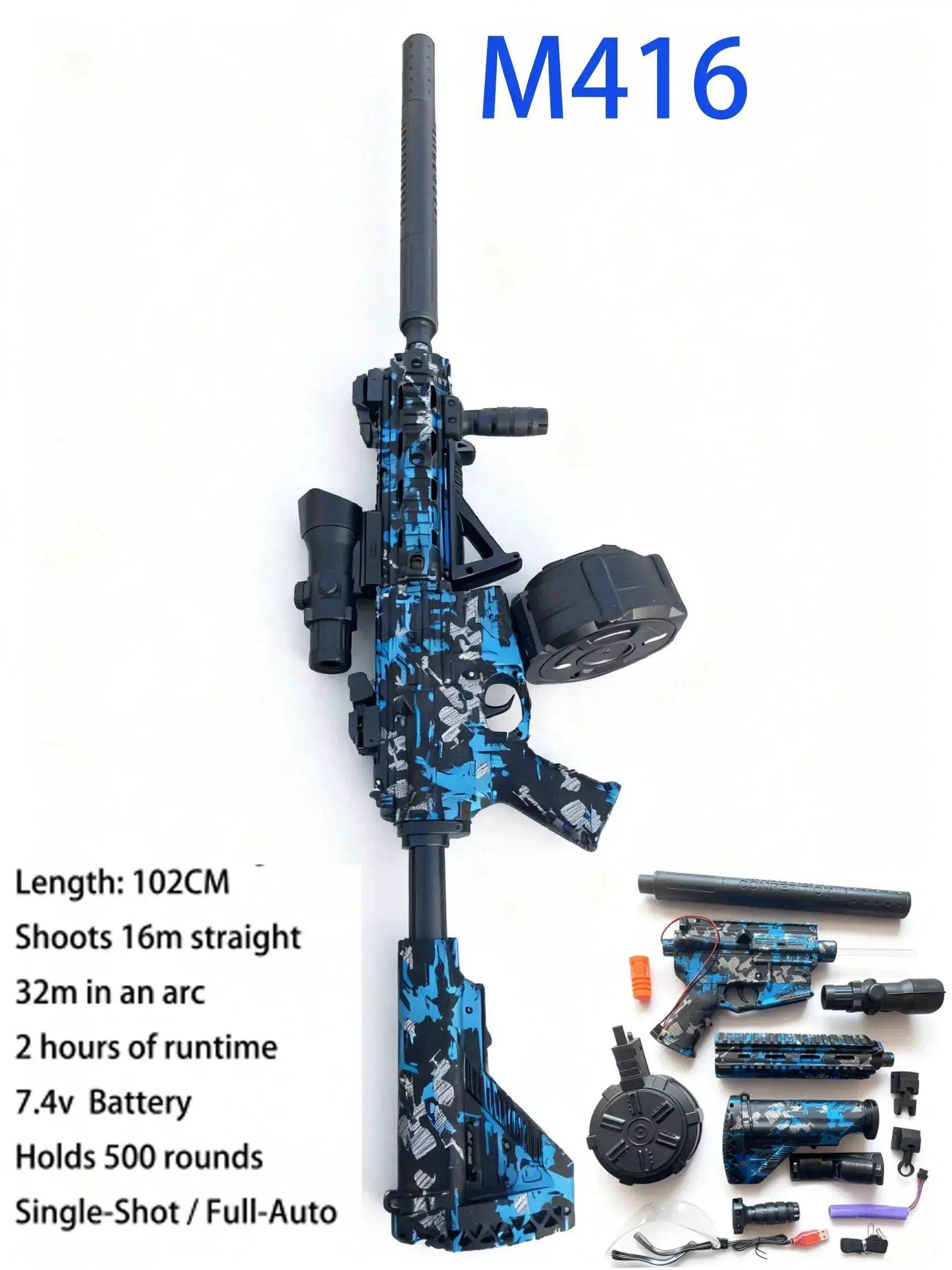 M416 Full Auto Gel Blaster Gun For Outdoor Battle Domination - ToylandEU