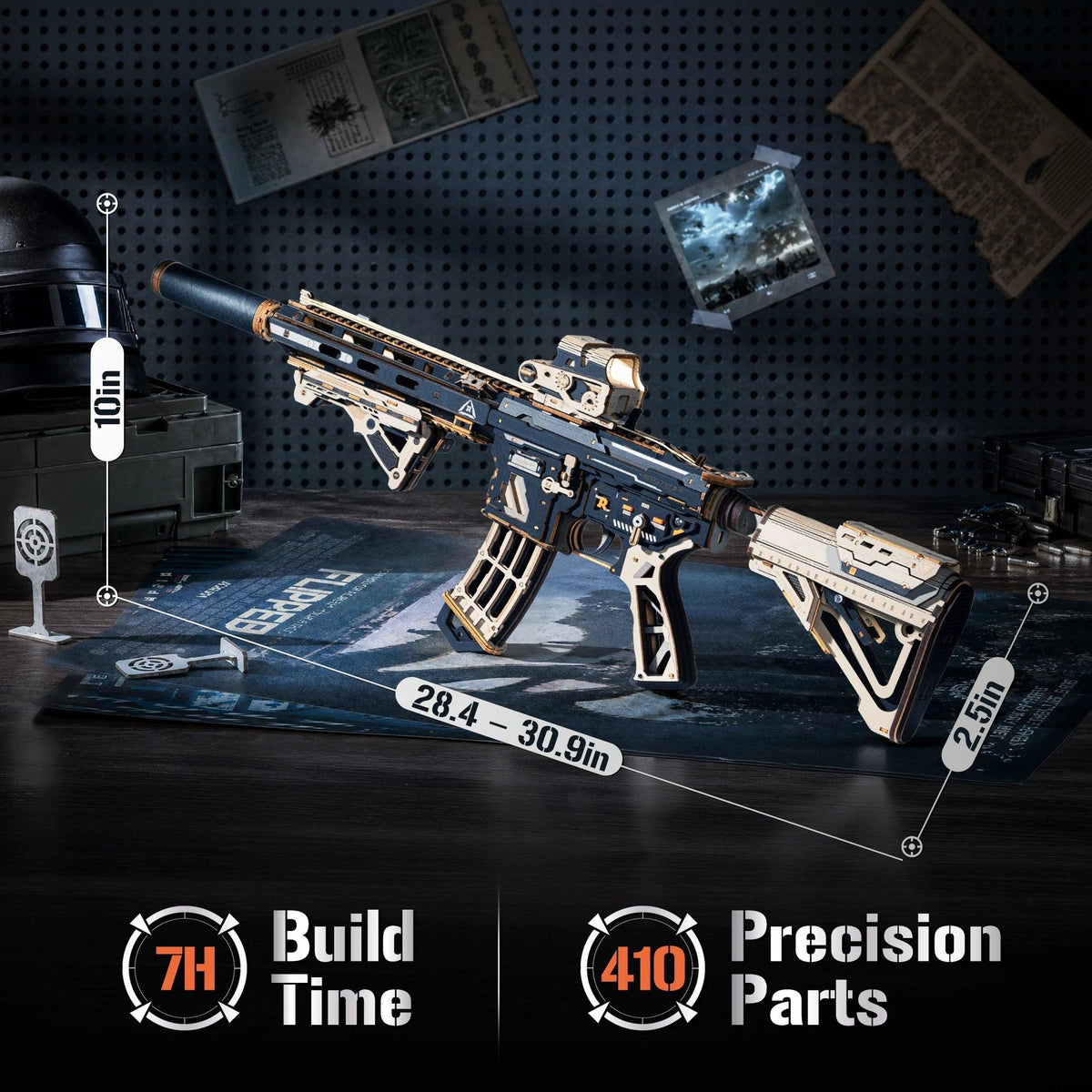 M4A1 Wooden 3D Puzzle | Rubber Band Action | Toylandeu™