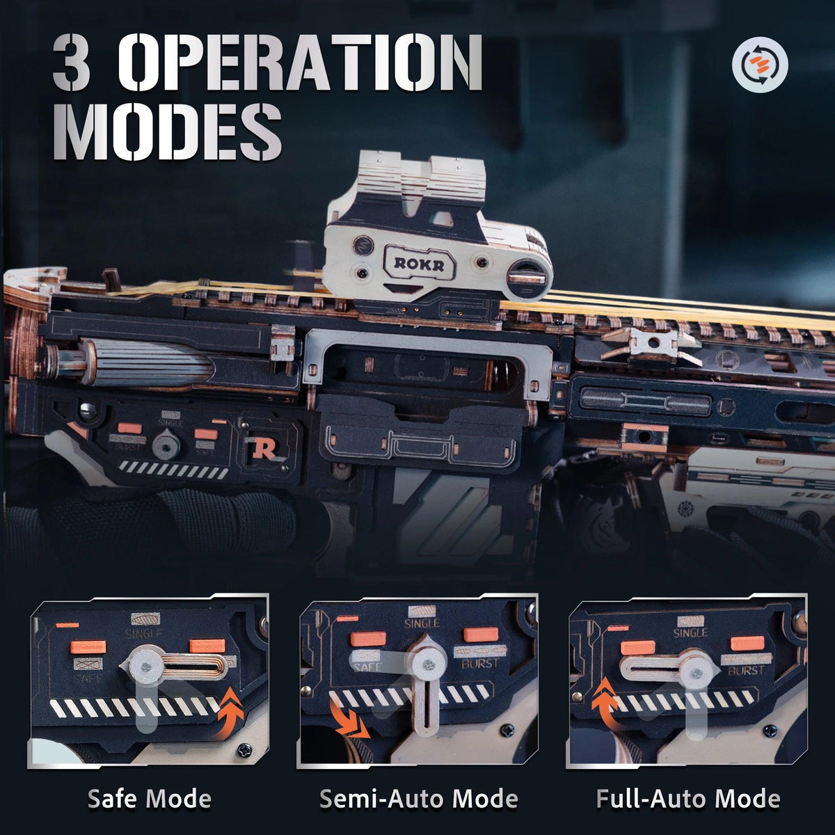 M4A1 Wooden 3D Puzzle | Rubber Band Action | Toylandeu™