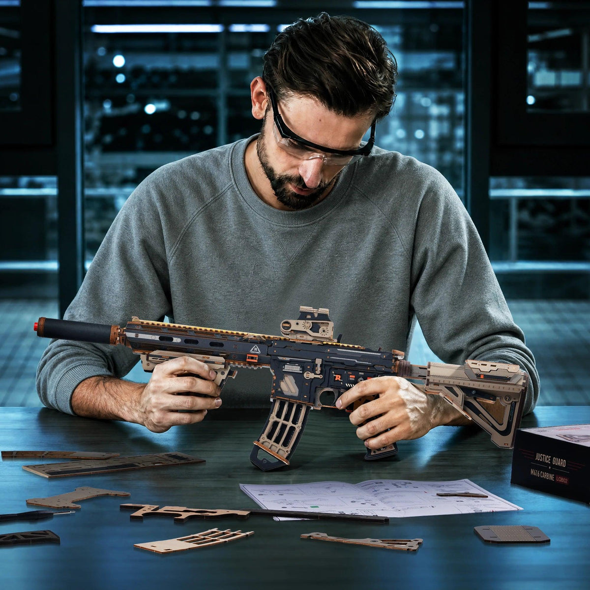 M4A1 Wooden 3D Puzzle | Rubber Band Action | Toylandeu™