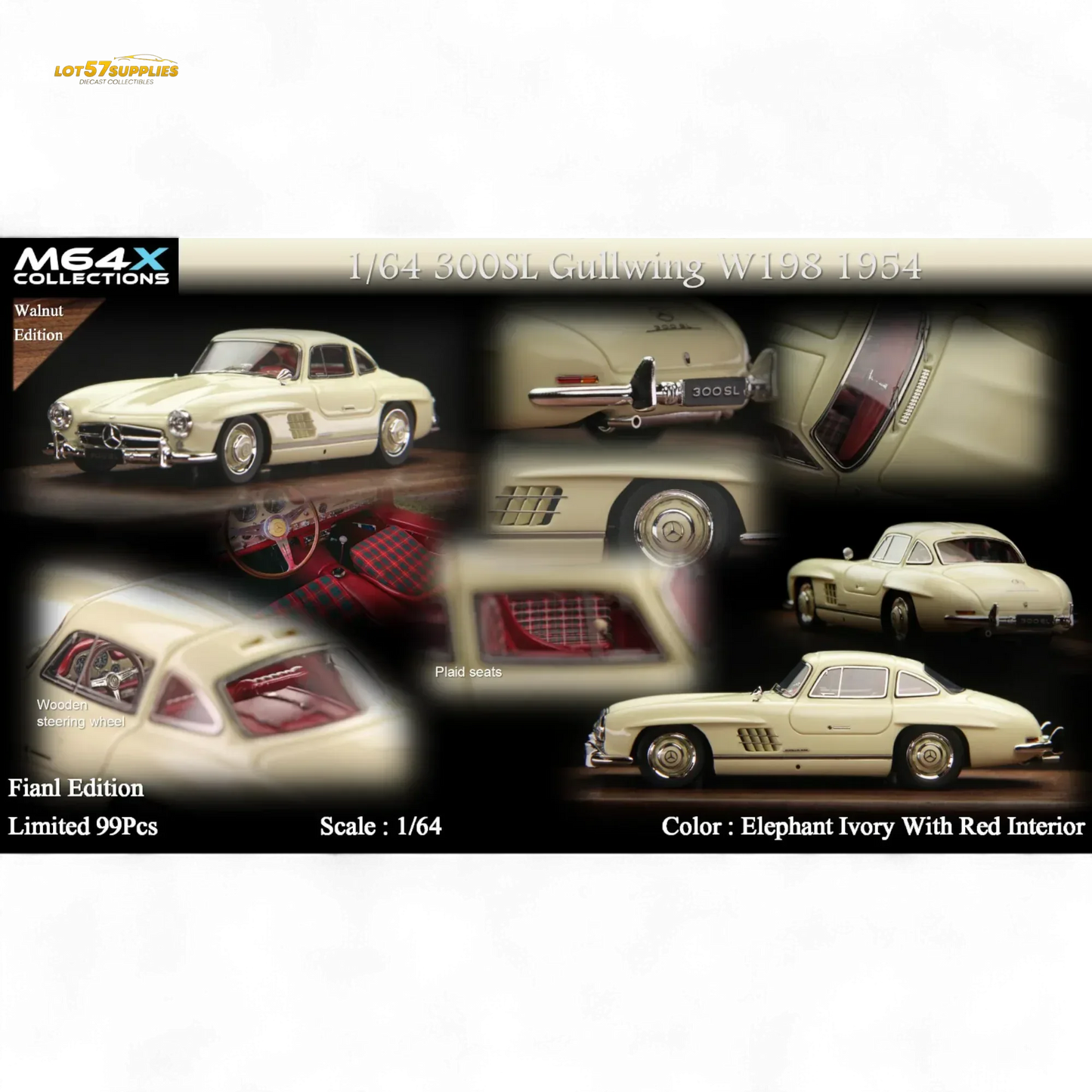 M64X 1:64 300SL W198 1954 Final Edition – Elephant Ivory Limited to 99 Pcs - ToylandEU