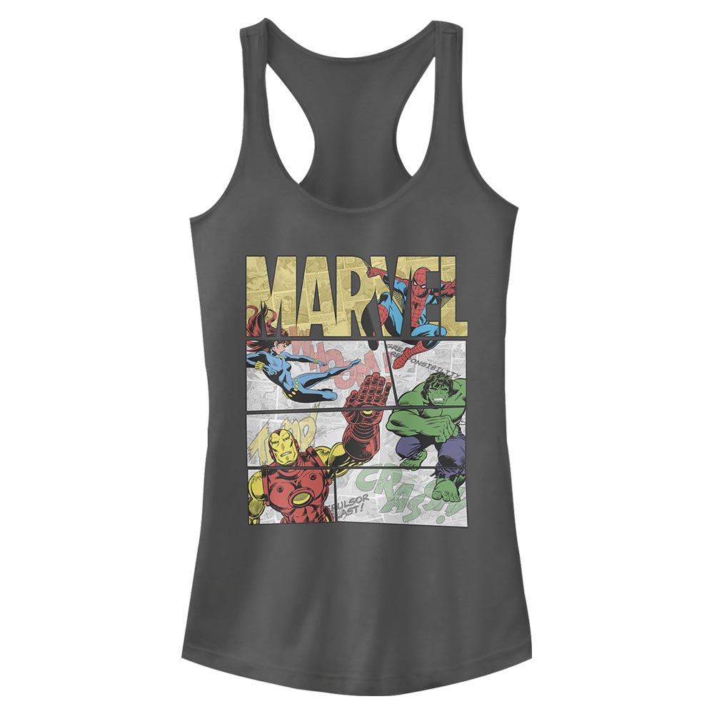 Junior's Marvel Hero Panels Color Tank Top