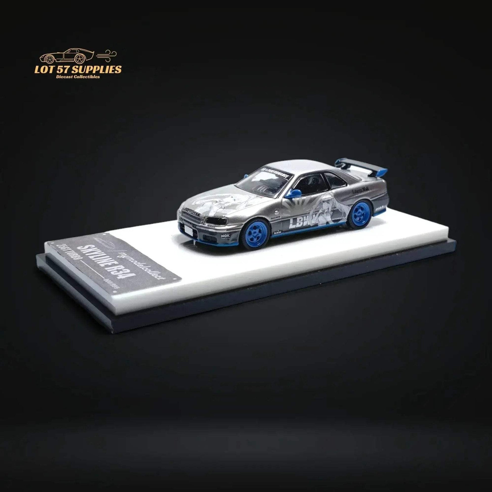 MC Nissan Skyline R34 25GT Turbo Silver Queen Livery 1:64 - ToylandEU