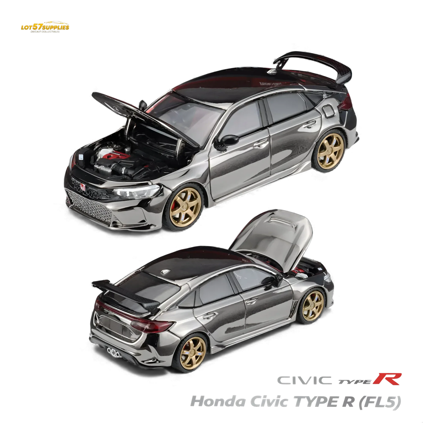MH Honda Civic Type R FL5 Chrome Gun Black 1:64 - ToylandEU