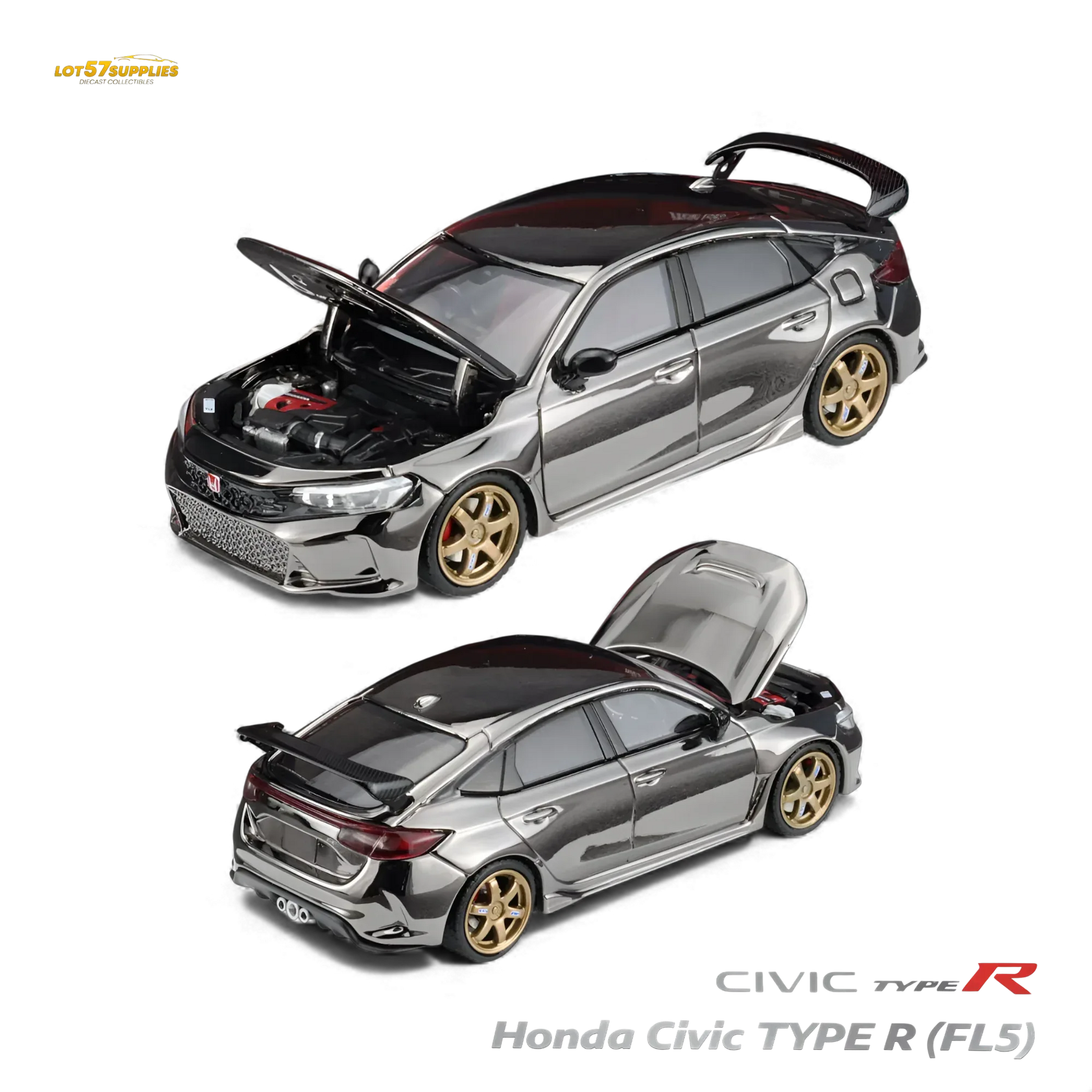MH Honda Civic Type R FL5 Chrome Gun Black 1:64 - ToylandEU