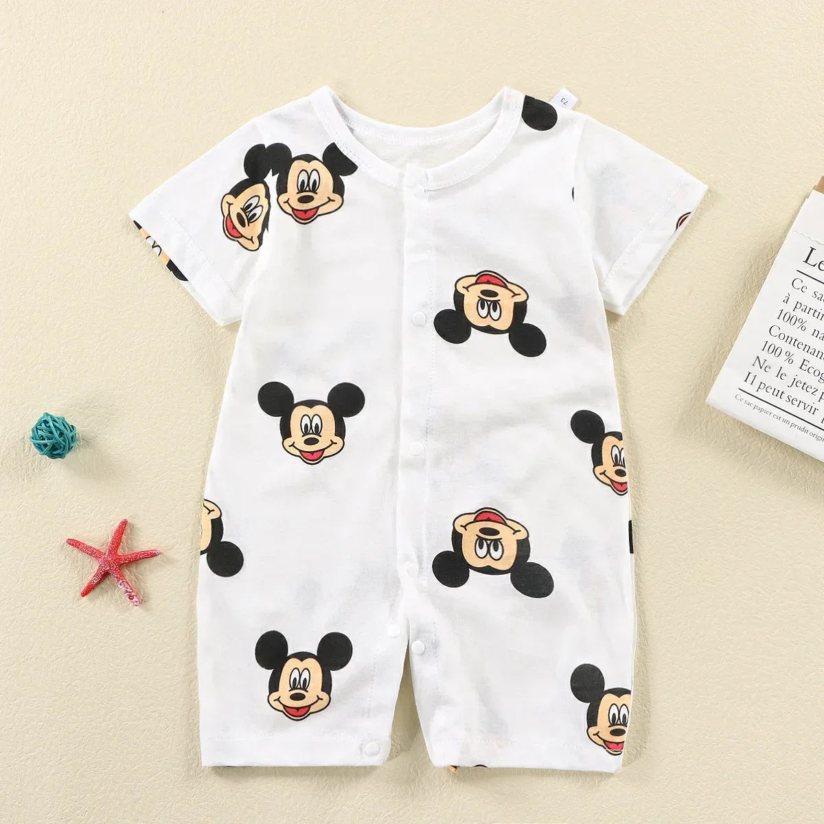 MINISOCN Baby Romper One Piece Mickey Cartoon Short Sleeve For Newborns - ToylandEU