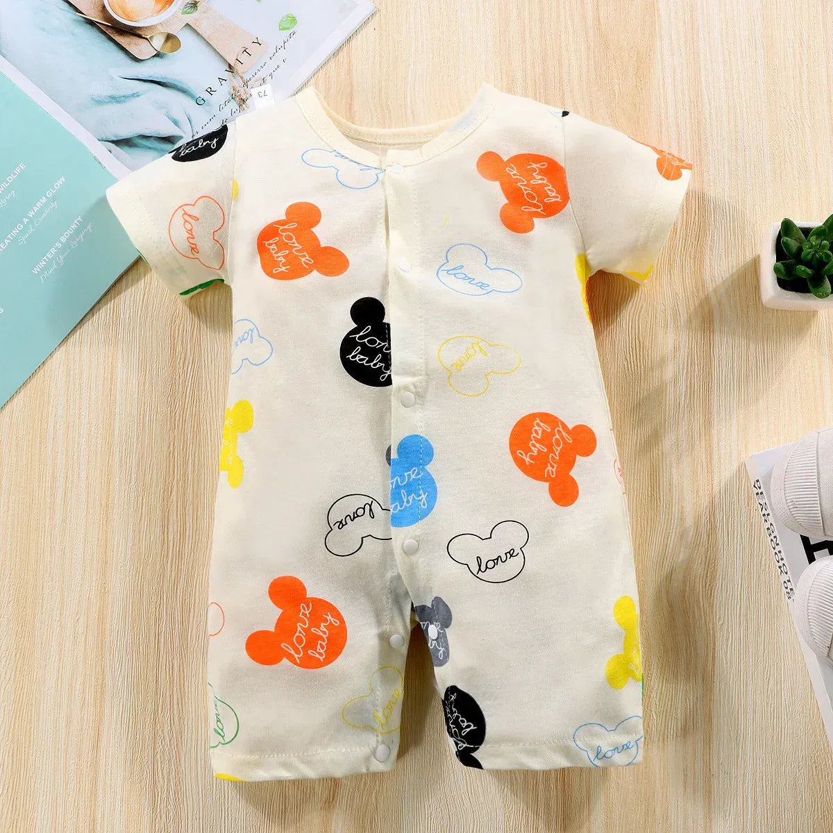 MINISOCN Baby Romper One Piece Mickey Cartoon Short Sleeve For Newborns - ToylandEU