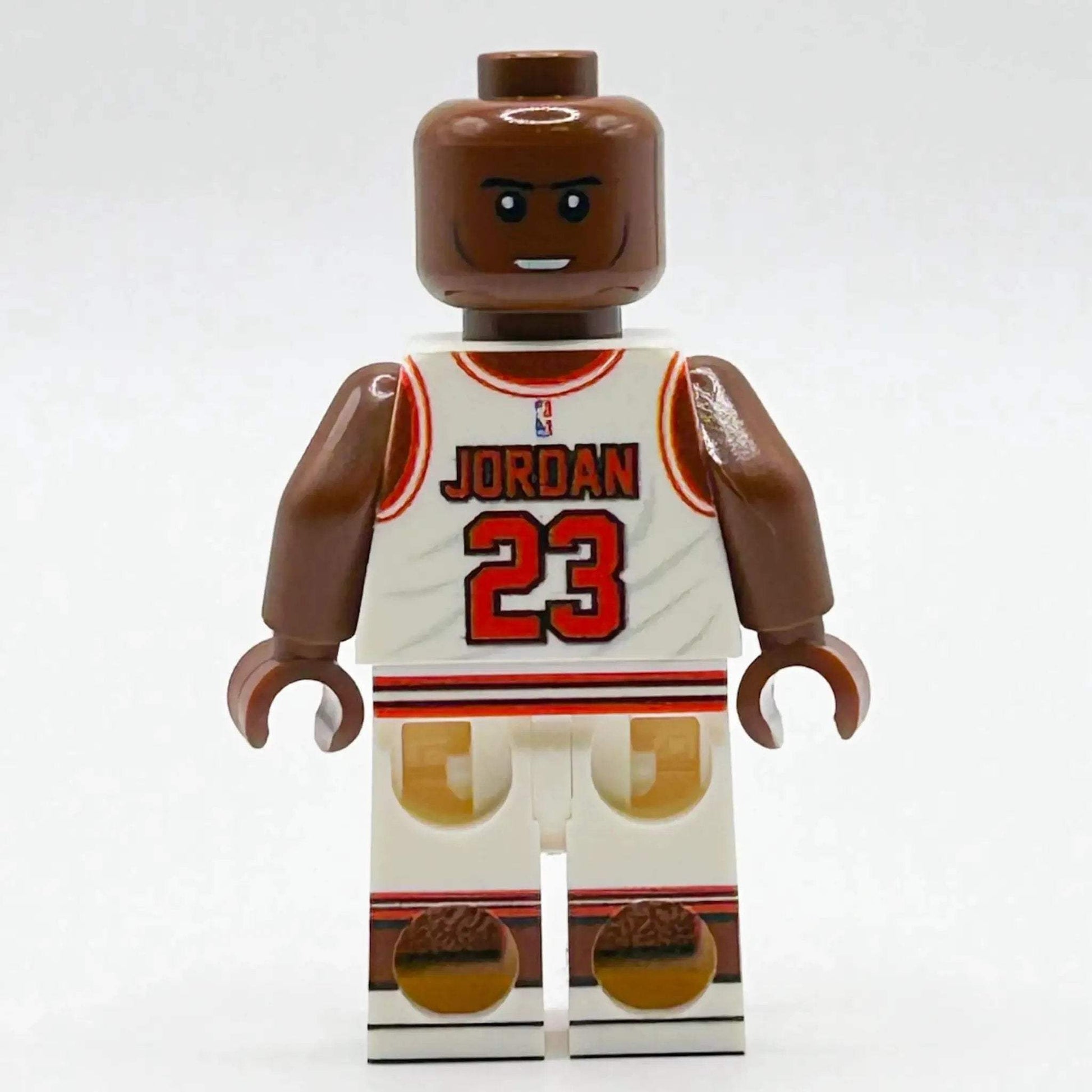 MJ #23 (White Jersey) Basketball Player Minifig made using LEGO parts - B3 Customs - ToylandEU