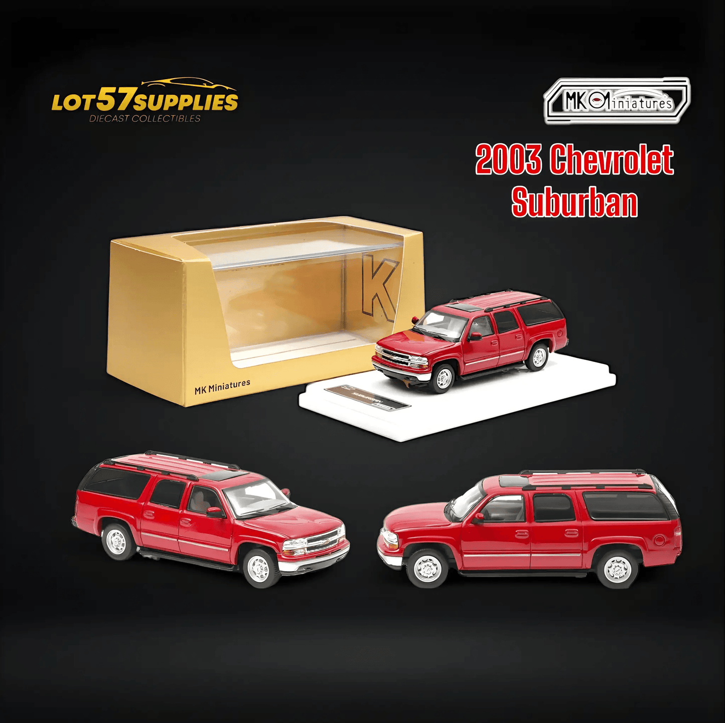 MK Miniatures 2003 Chevrolet Suburban in Red Limited Edition 1:64 - ToylandEU