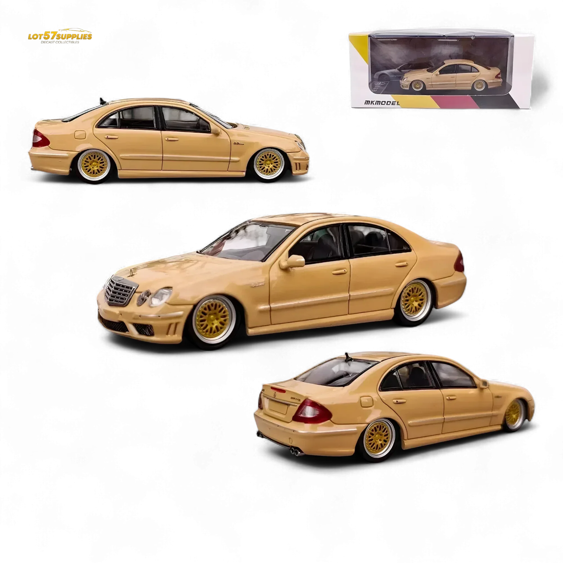 MK Model Mercedes-Benz E63 AMG W211 Lowered in Desert Yellow 1:64 - ToylandEU