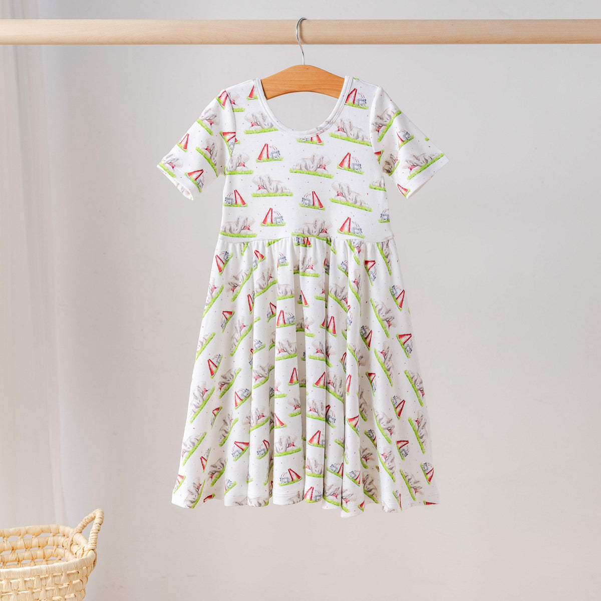 Cotton Twirl Dress | Organic Cotton | Elephant Print | Kids