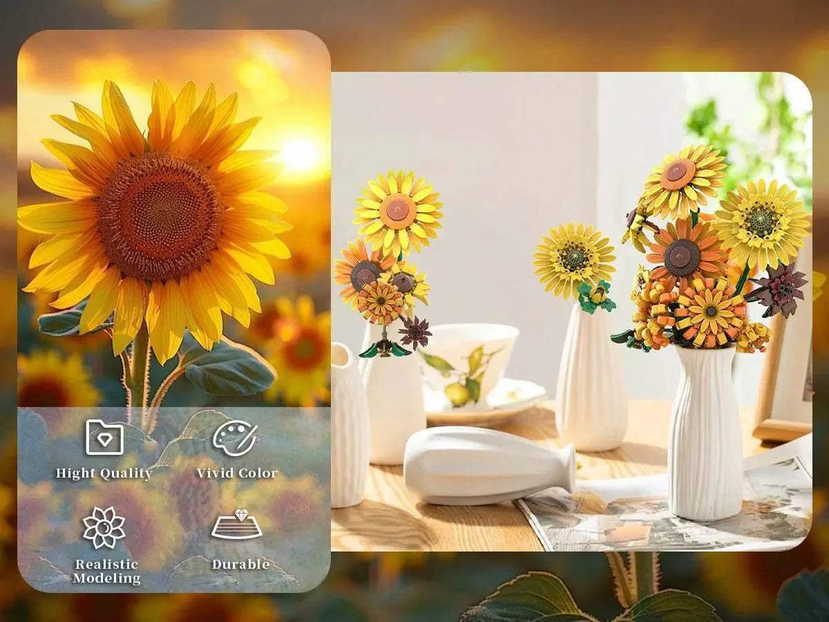 1009PCS Sunflower Building Blocks Flower Bouquet Vase Model - ToylandEU