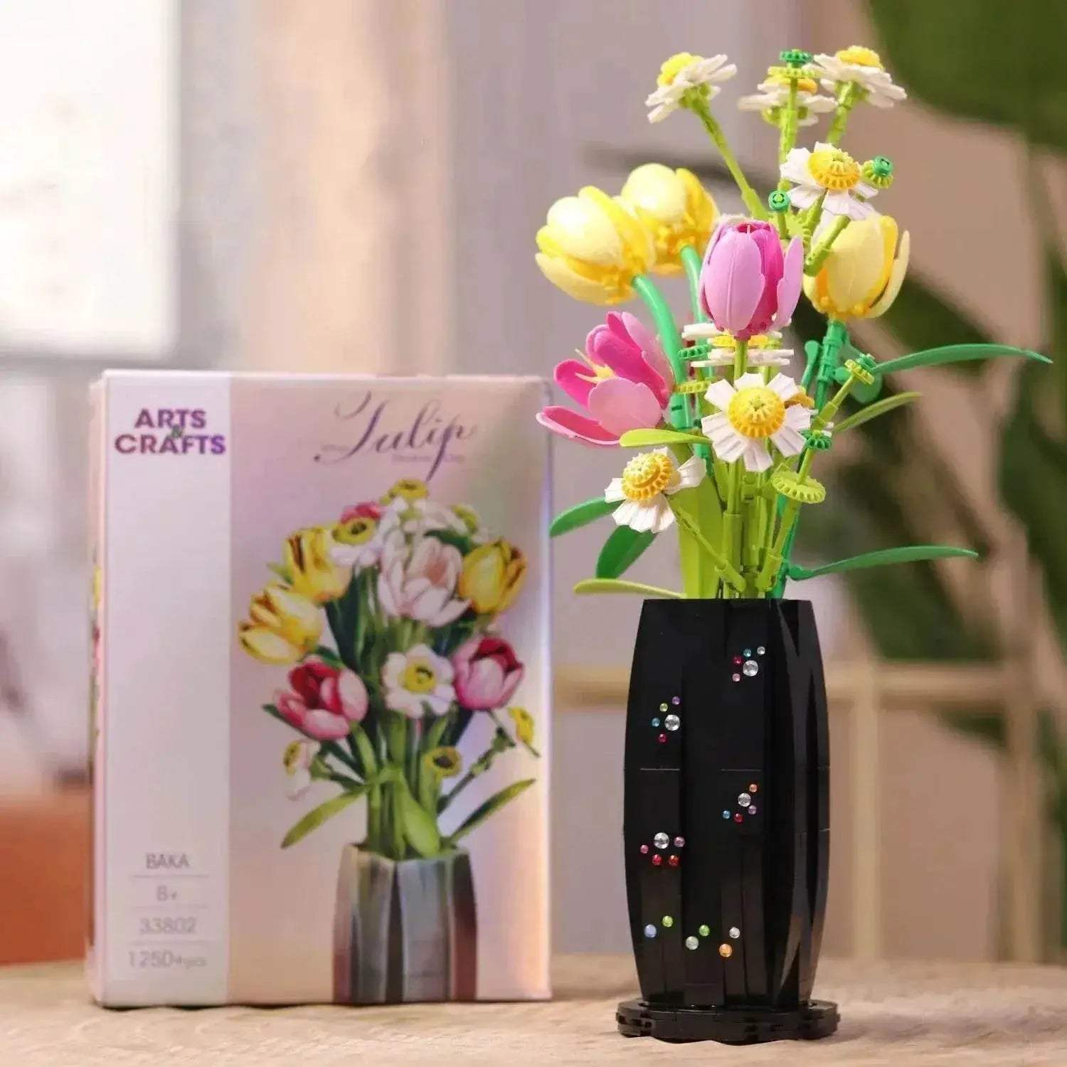 1250PCS Tulip Bouquet Building Blocks Flower Vase DIY Gift - ToylandEU