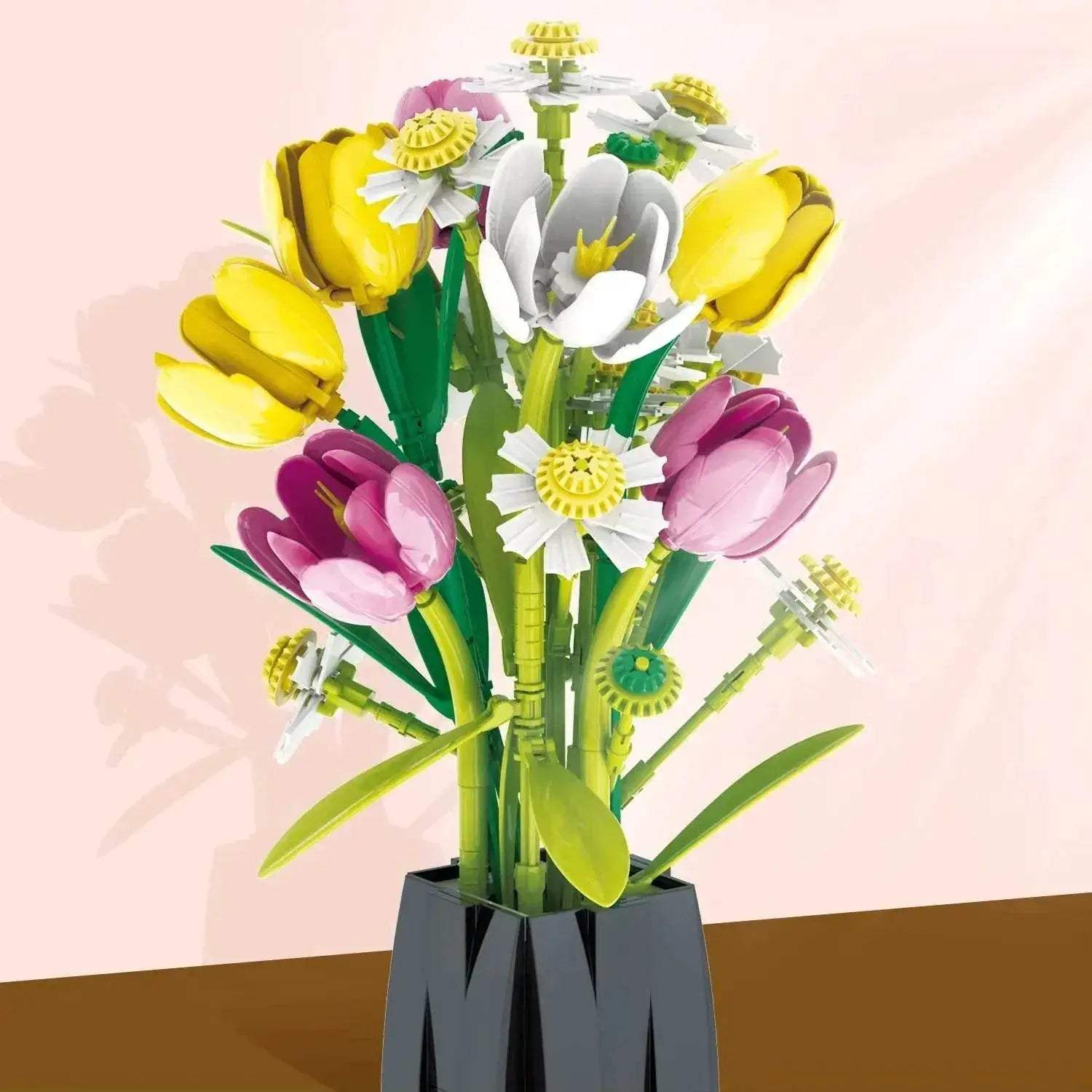 1250PCS Tulip Bouquet Building Blocks Flower Vase DIY Gift - ToylandEU