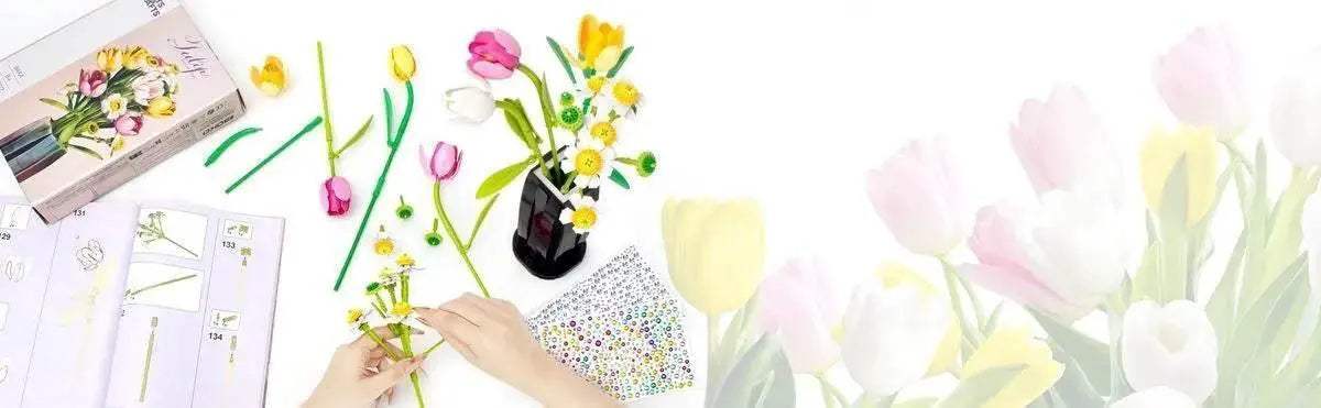 1250PCS Tulip Bouquet Building Blocks Flower Vase DIY Gift - ToylandEU