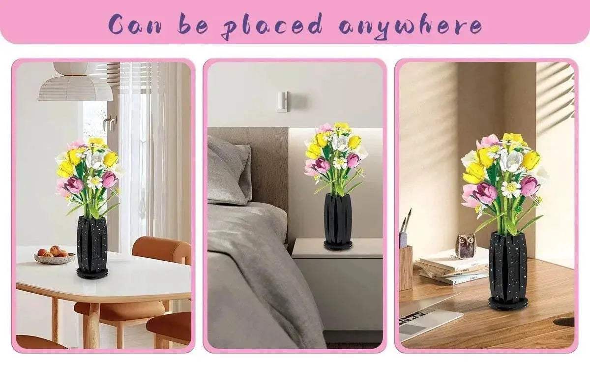 1250PCS Tulip Bouquet Building Blocks Flower Vase DIY Gift - ToylandEU