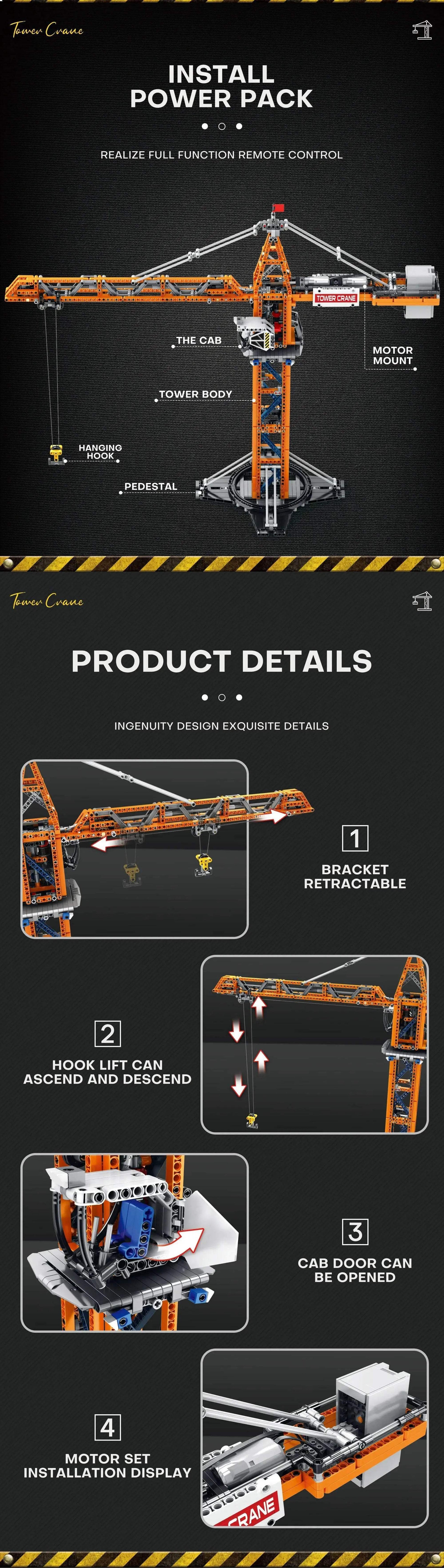  1288PCS Remote Control Tower Crane Building Blocks Toy -  ToylandEU™