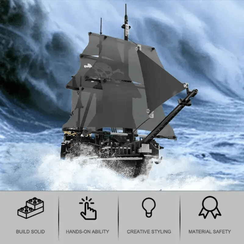  MOC 1424PCS Black Pirate Ship Building Blocks Skeleton Ghost Boat -  ToylandEU™