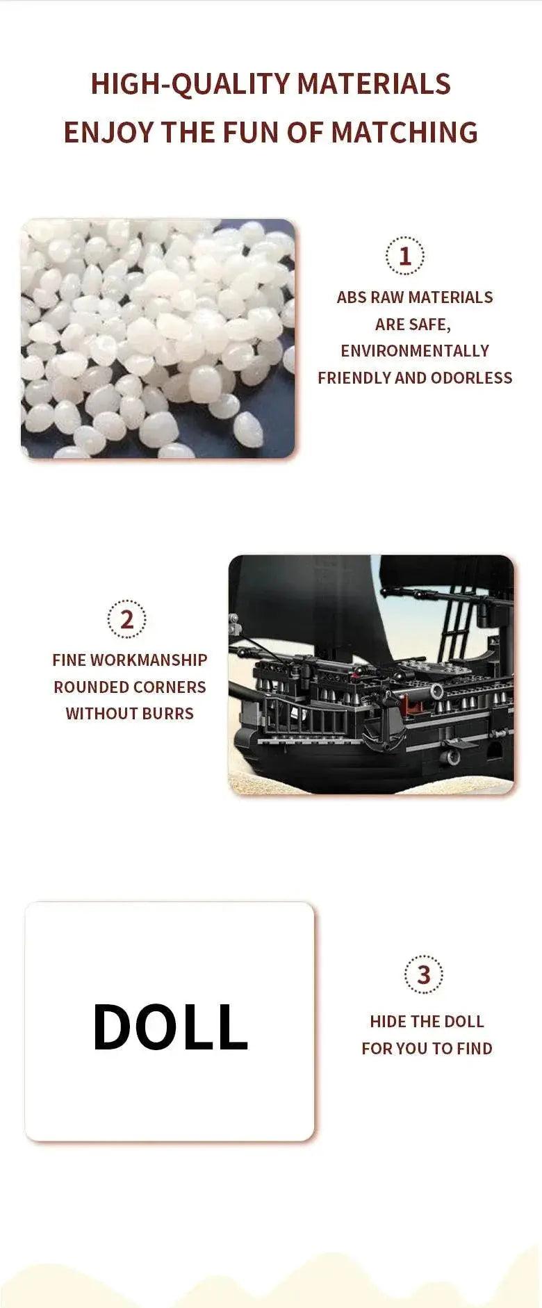  MOC 1424PCS Black Pirate Ship Building Blocks Skeleton Ghost Boat -  ToylandEU™