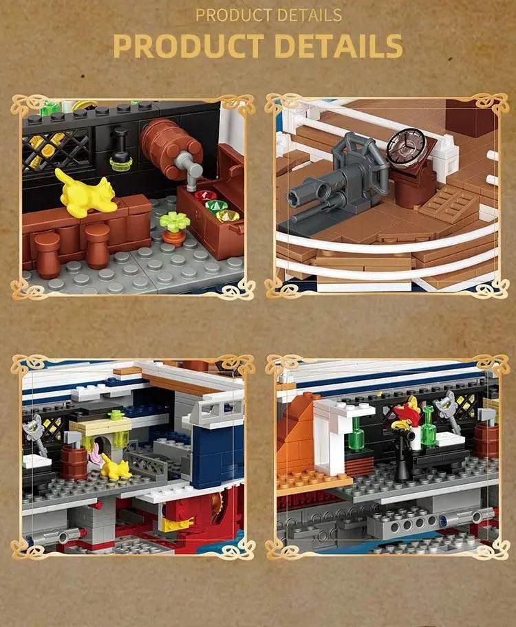  MOC 1424PCS Black Pirate Ship Building Blocks Skeleton Ghost Boat -  ToylandEU™