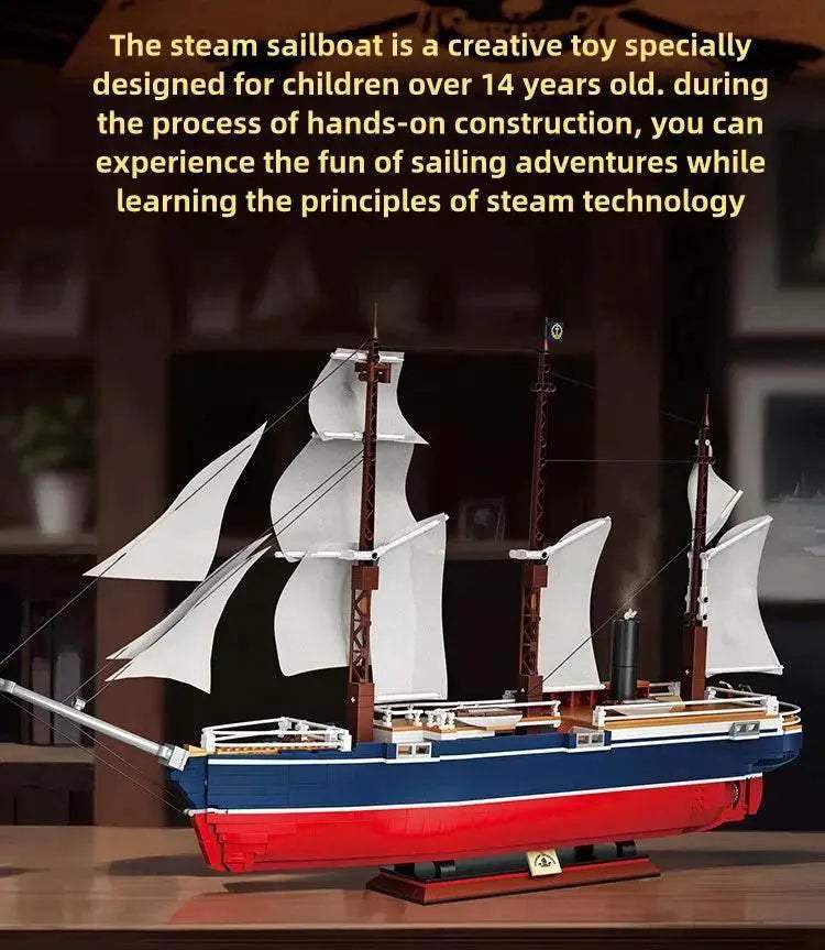1424PCS Black Pirate Ship Building Blocks Skeleton Ghost Boat - ToylandEU