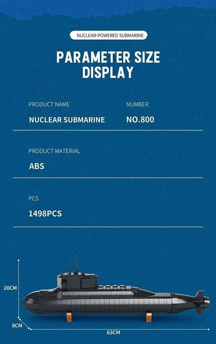 1498PCS Military Large Strategic Nuclear Submarine Building Blocks Warship Arms Model Bricks Set for Kids DIY Toys - ToylandEU