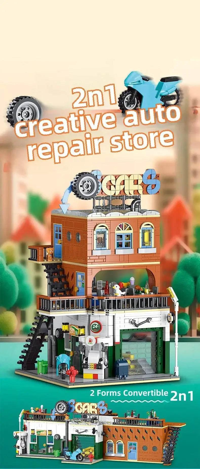  MOC 1637PCS Cities Repair Shop Building Blocks Classic City Model -  ToylandEU™